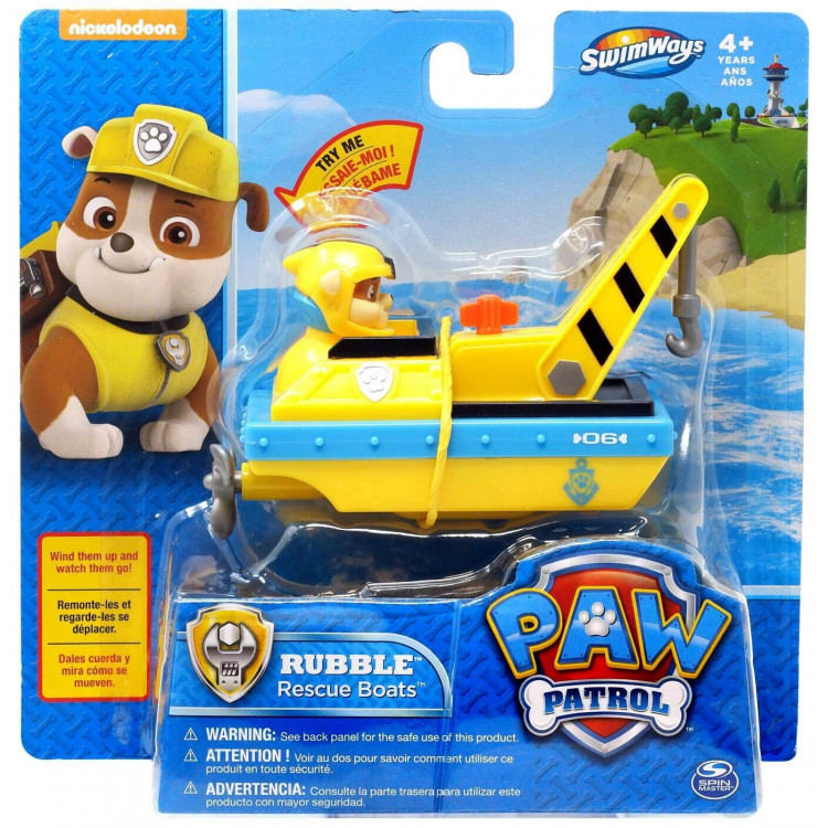 PAW PATROL plávajúci Rubble v loďke do vody
